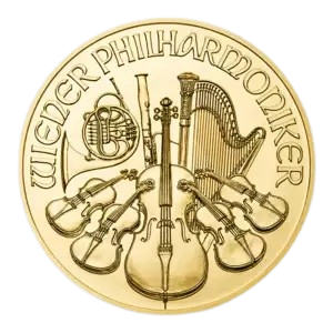 An Austrian Gold Philharmonic coin from Pacific Precious Metals.