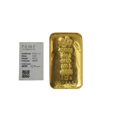 250g PAMP Gold Bar - Cast