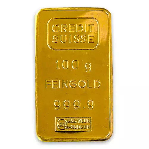 100g Credit Suisse Gold Bar | CS Gold Bar - Pacific Precious Metals